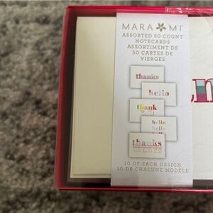 NIB Mara-Mi Assorted Notecards Set of 50 Thank You Hello Blank Cards 5 Designs